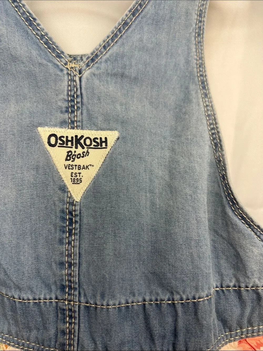 OshKosh B’Gosh denim overall dress with floral skirt size 3T